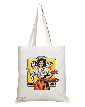 TB1814 Mrs Dinner Lady Tote Bag - Gift for School Cooks, Cafeteria Staff, Food Service Workers - Durable, Stylish, Eco-Friendly, Reusable, Spacious, and Lightweight