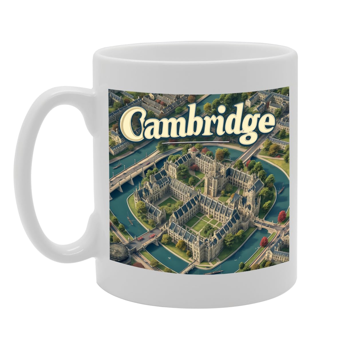 Printed Coffee Ceramic  Featuring Cities And Landmarks In United Kingdom (Cambridge) - Funny Printed Coffee Mug - Great Gift Idea