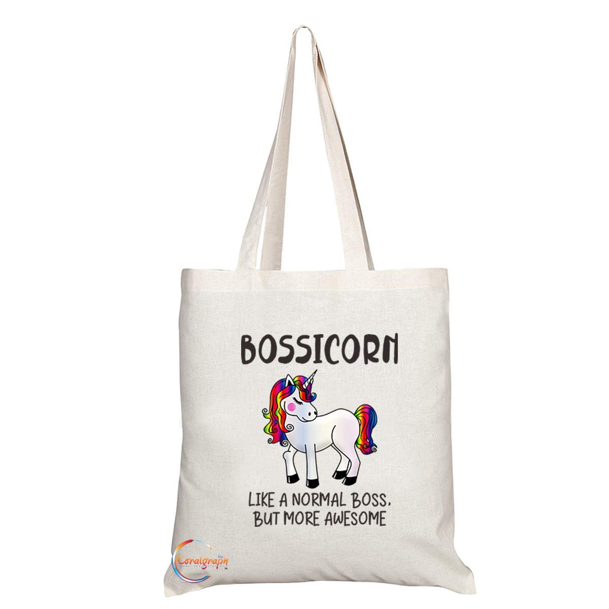 TB771 Bossicorn Like A Normal Boss But More Awesome Novelty Present Gift Printed Eco-Friendly Stylish Long Handled Tote Shoulder Bag
