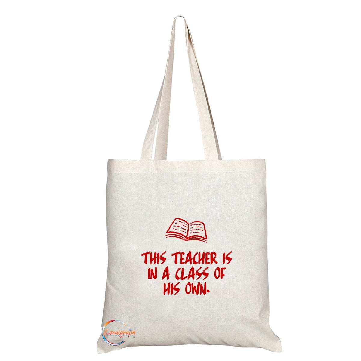 TB179 THIS TEACHER IS IN A CLASS OF HIS OWN Novelty Present Gift Printed Eco-Friendly Stylish Long Handled Tote Shoulder Bag