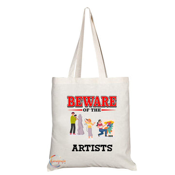 TB880 Beware of the Artists Novelty Present Gift Printed Eco-Friendly Stylish Long Handled Tote Shoulder Bag