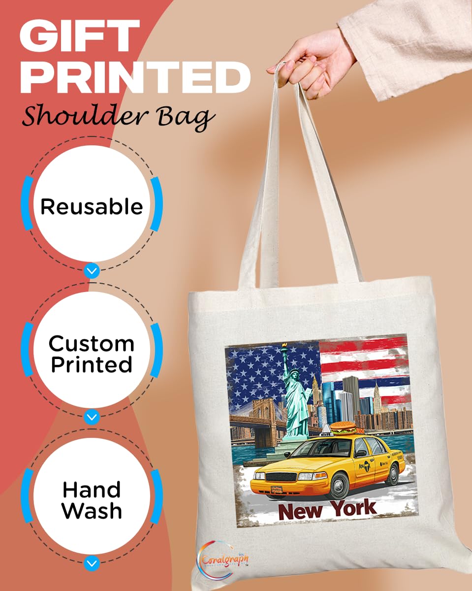 TB1511 New York Brooklyn Bridge Novelty Present Gift Printed Tourist Tote Shoulder Souvenir Gift Bag (New York TB2035)