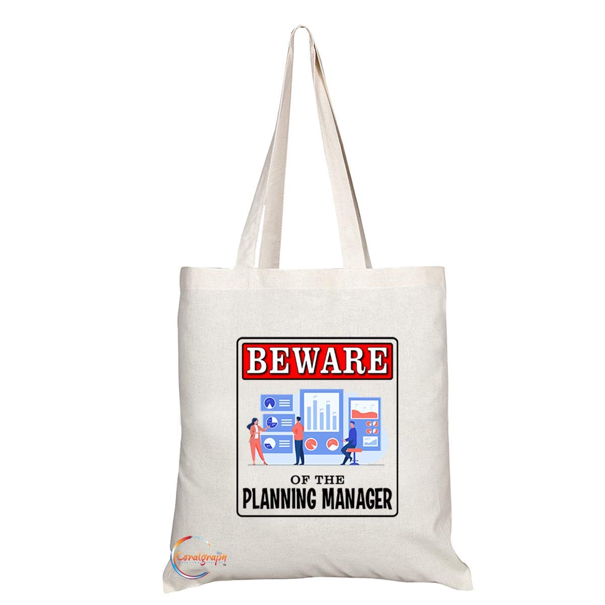 TB928 Beware of the Planning Manager Novelty Present Gift Printed Eco-Friendly Stylish Long Handled Tote Shoulder Bag