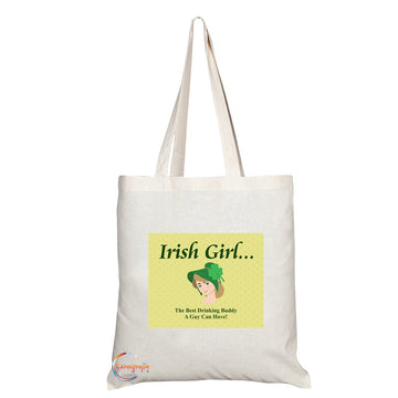 TB035 Irish Girl Novelty Present Gift Printed Eco-Friendly Stylish Long Handled Tote Shoulder Bag
