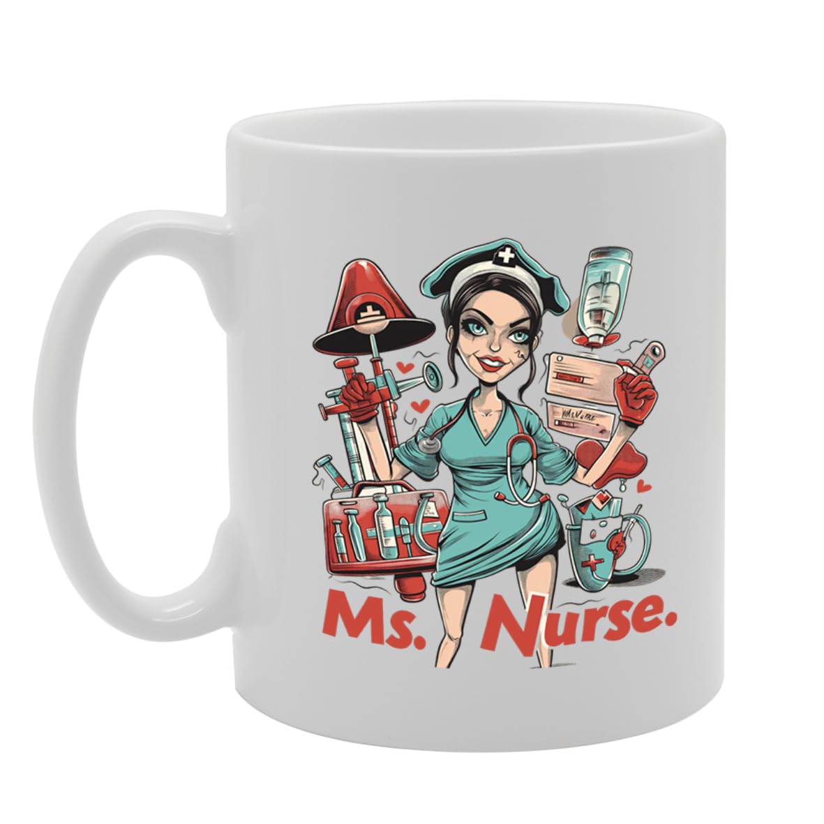 Ms Nurse Ceramic  - Ideal For Nurses, Healthcare Workers, And Medical Professionals - 11Oz Coffee  With Caring Design Mg6289 - Funny Printed Coffee Mug - Great Gift Idea