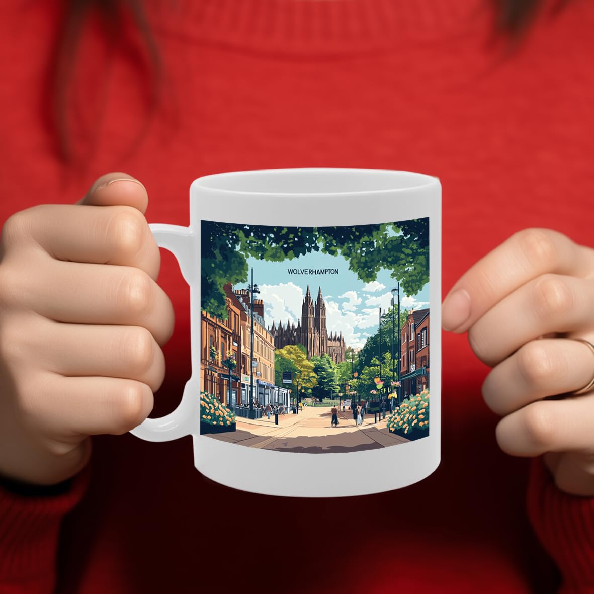 Printed Coffee Ceramic  Featuring Cities And Landmarks In United Kingdom (Wolverhampton) - Funny Printed Coffee Mug - Great Gift Idea