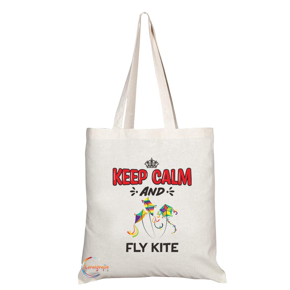 TB1091 Keep Calm and Fly Kite Novelty Present Gift Printed Eco-Friendly Stylish Long Handled Tote Shoulder Bag