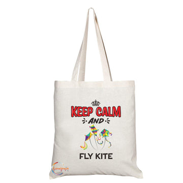 TB1091 Keep Calm and Fly Kite Novelty Present Gift Printed Eco-Friendly Stylish Long Handled Tote Shoulder Bag