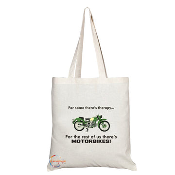 TB042 For Some There’s Therapy. For The Rest of us there’s MOTORBIKES! Novelty Present Gift Printed Eco-Friendly Stylish Long Handled Tote Shoulder Bag