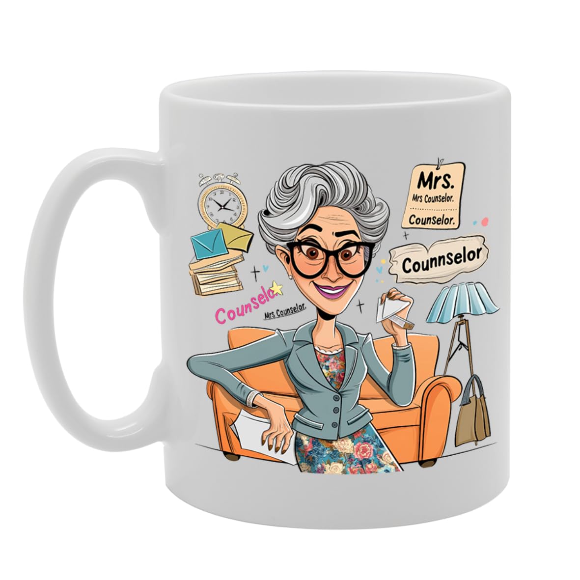 Mrs Counselor  - For Female Counselors, Therapists, Guidance Professionals, Durable Ceramic, Dishwasher Safe, Premium Print Mg6077 - Funny Printed Coffee Mug - Great Gift Idea