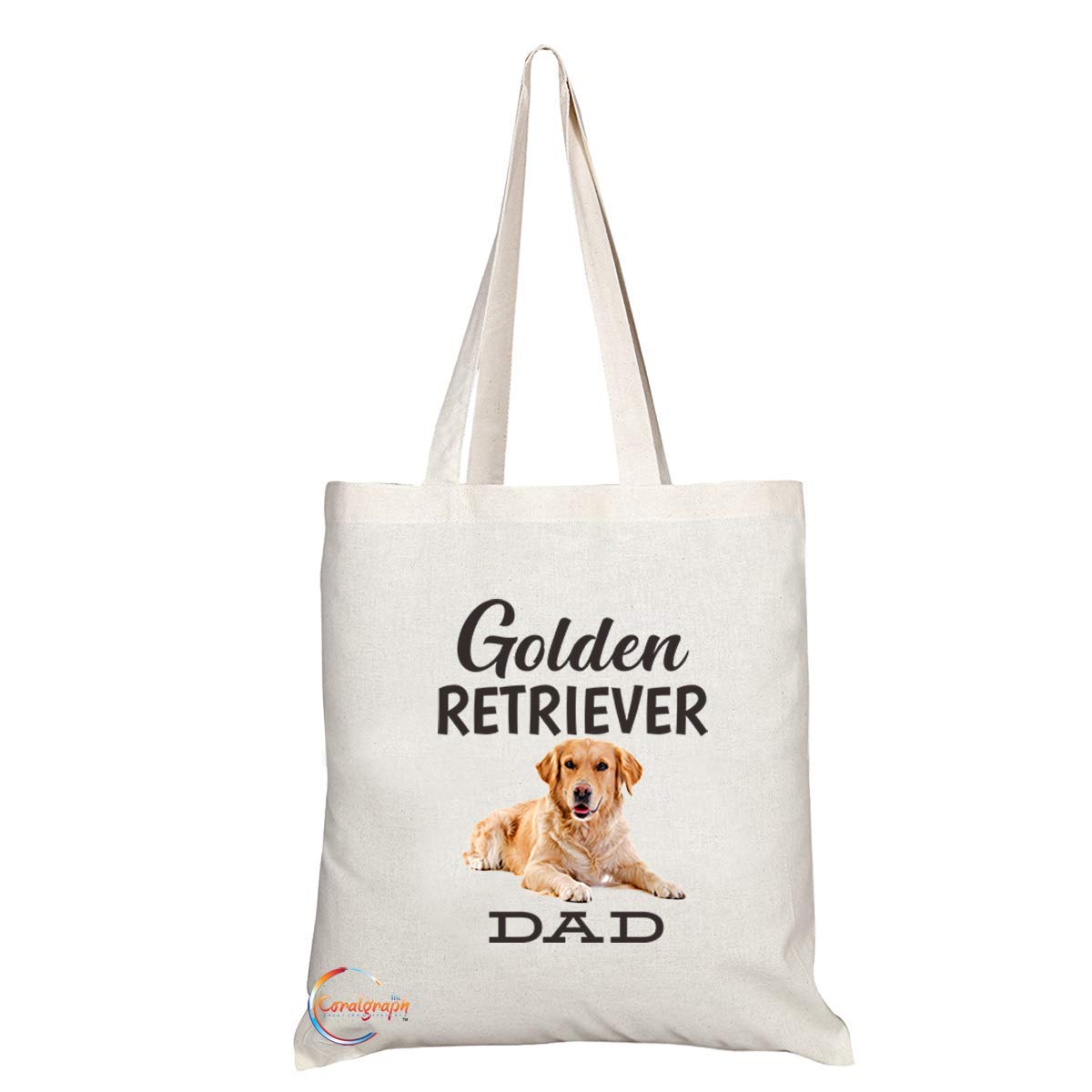 TB564 Golden RETRIEVER DAD Novelty Present Gift Printed Eco-Friendly Stylish Long Handled Tote Shoulder Bag