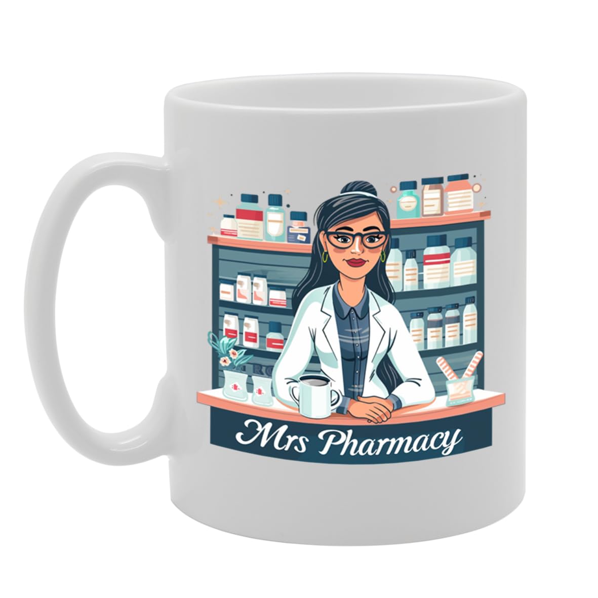 Mrs Pharmacy  - Ideal For Pharmacists And Healthcare Professionals, 11Oz Ceramic Coffee  For Medication Experts And Medical Enthusiasts Mg5964 - Funny Printed Coffee Mug - Great Gift Idea