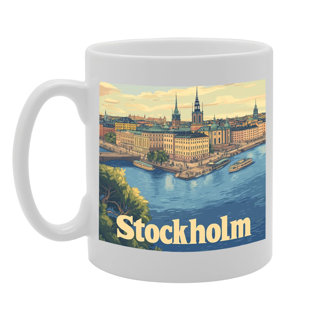 11Oz Dishwasher-Safe Ceramic  Featuring Popular Cities & Capitals From Europe And Around The World (Stockholm) - Funny Printed Coffee Mug - Great Gift Idea