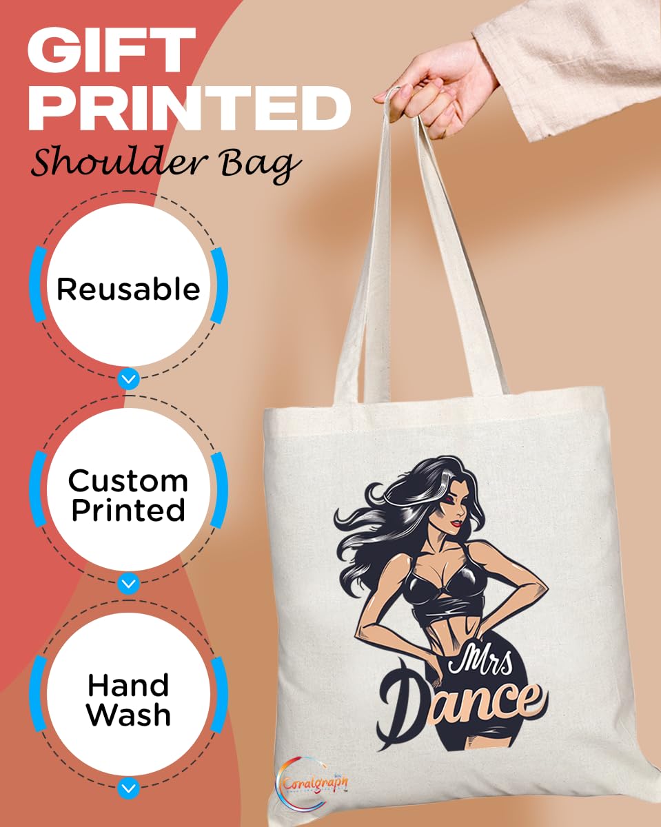 TB1740 Mrs Dance Tote Bag - Great for Married Dancers, Dance Enthusiasts, Performers - Sustainable, Stylish, Long Handled, Durable and Reusable