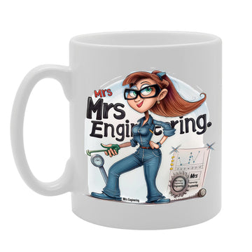 Mrs Engineering  - Crafted For Female Engineers, Stem Professionals, Engineering Enthusiasts, Sturdy Ceramic, Dishwasher Safe, Celebrates Engineering Mg6026 - Funny Printed Coffee Mug - Great Gift Idea