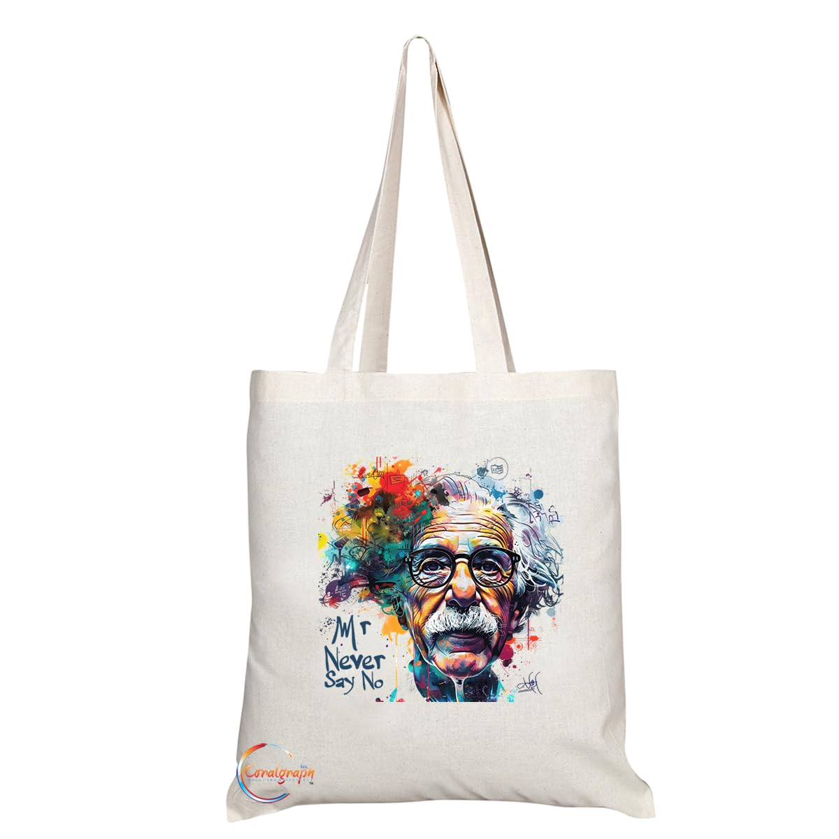 TB1728 Mr Never Say No Tote Bag - Ideal for Optimists, Positive Thinkers, Motivational - Sustainable, Stylish, Long Handled, Durable and Reusable