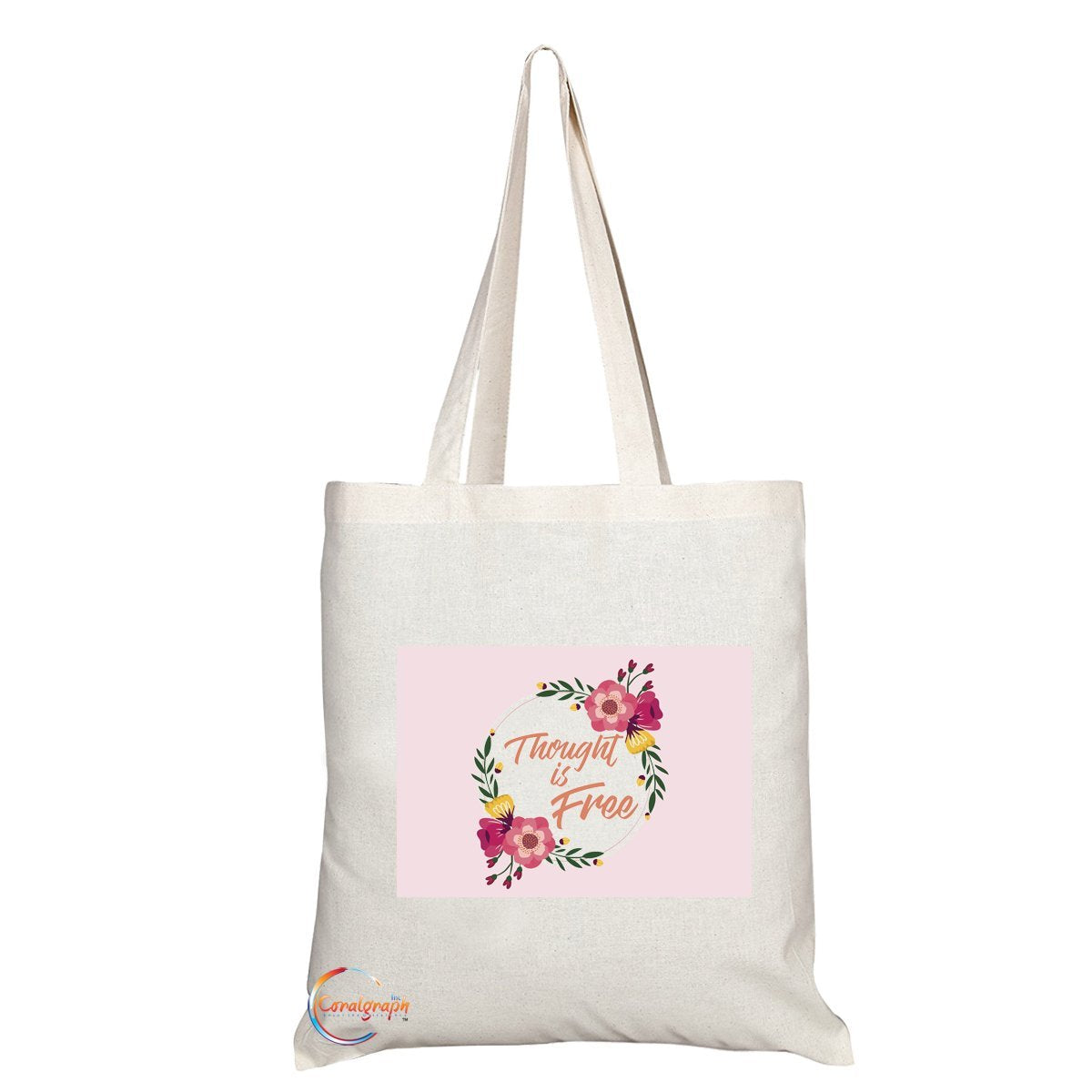 TB181 Thought Is Free Novelty Present Gift Printed Eco-Friendly Stylish Long Handled Tote Shoulder Bag
