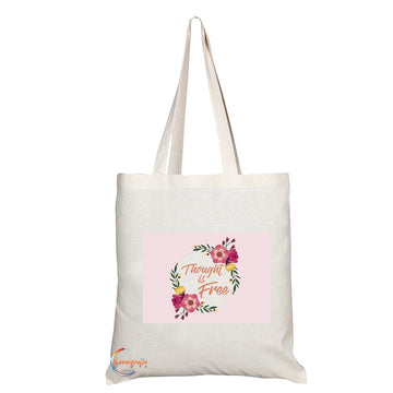 TB181 Thought Is Free Novelty Present Gift Printed Eco-Friendly Stylish Long Handled Tote Shoulder Bag