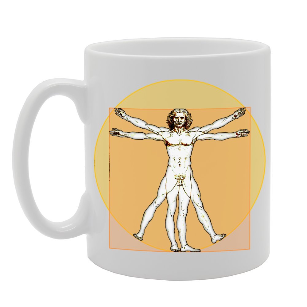 Leonardo Da Vi Vitruvian Man, Ancient   Printed Ceramic Tea Coffee  Mg021 - Funny Printed Coffee Mug - Great Gift Idea