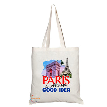 TB1504 Paris is Always Good Idea Eiffel Novelty Present Gift Printed Tourist Tote Shoulder Souvenir Gift Bag