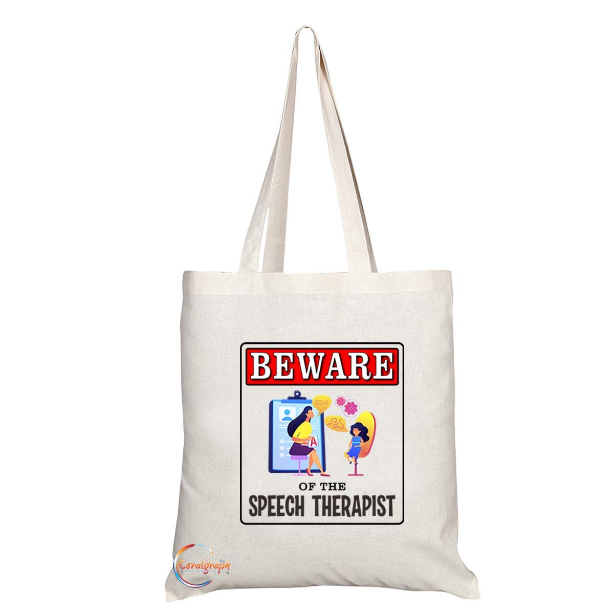 TB983 Beware of the Speech Therapist Novelty Present Gift Printed Eco-Friendly Stylish Long Handled Tote Shoulder Bag