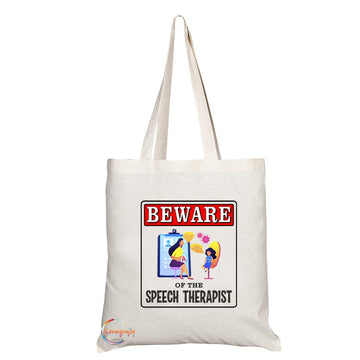 TB983 Beware of the Speech Therapist Novelty Present Gift Printed Eco-Friendly Stylish Long Handled Tote Shoulder Bag