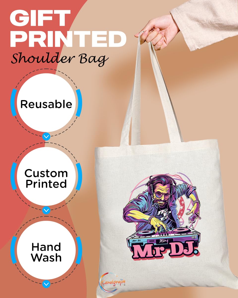 TB1983 Mr DJ Tote Bag - Ideal for DJs, Music Lovers, and Nightlife Enthusiasts - Tote Bag with Cool Design