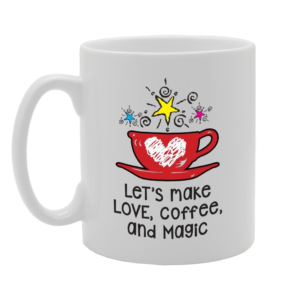 Let'S Make Love Coffee Magic   Printed Tea Coffee Ceramic  Mg3618 - Funny Printed Coffee Mug - Great Gift Idea
