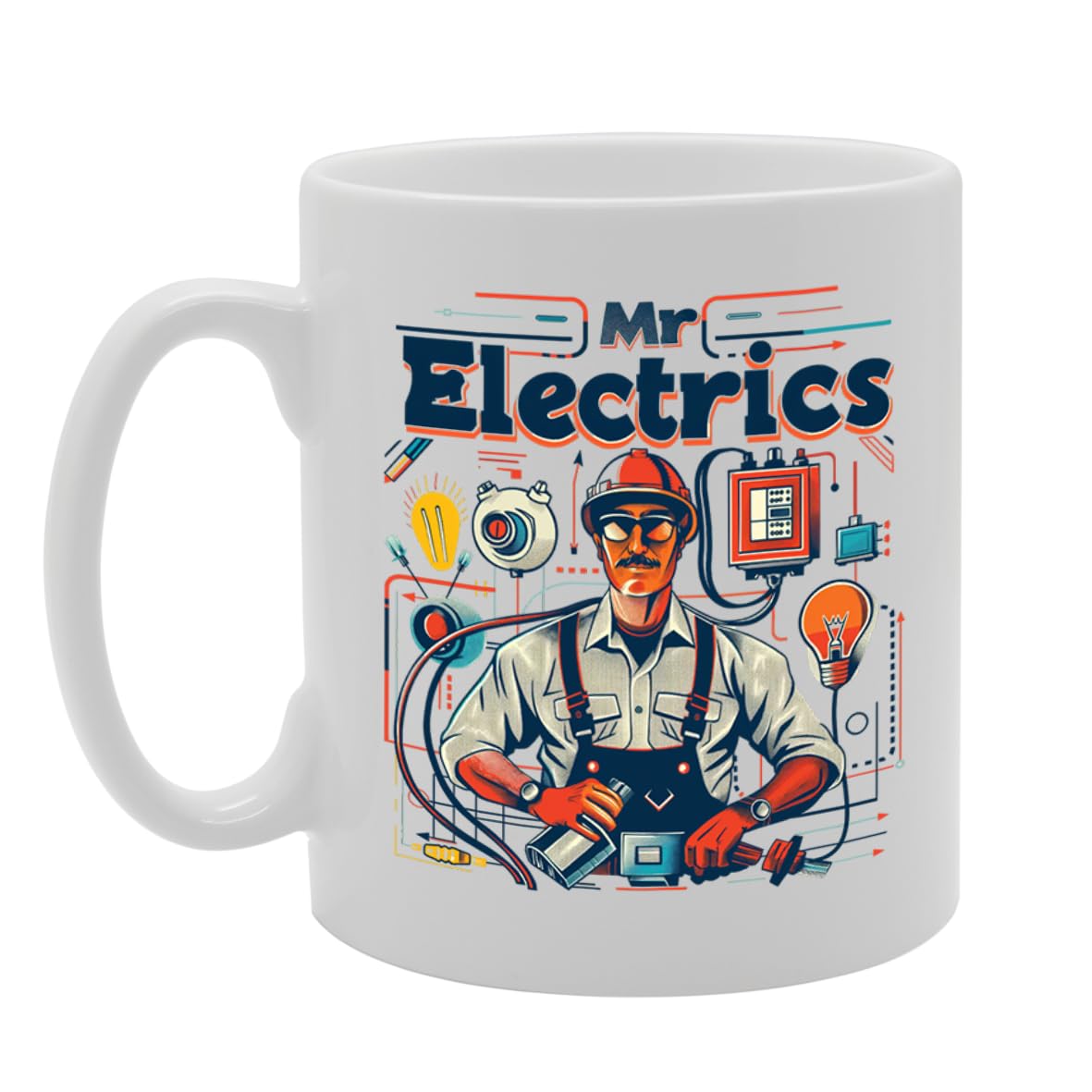 Mr Electrics  - Ideal For Electricians And Electrical Enthusiasts, Unique Electrical Handle Design, 11Oz Ceramic Coffee  For Professionals And Hobbyists Mg5907 - Funny Printed Coffee Mug - Great Gift Idea