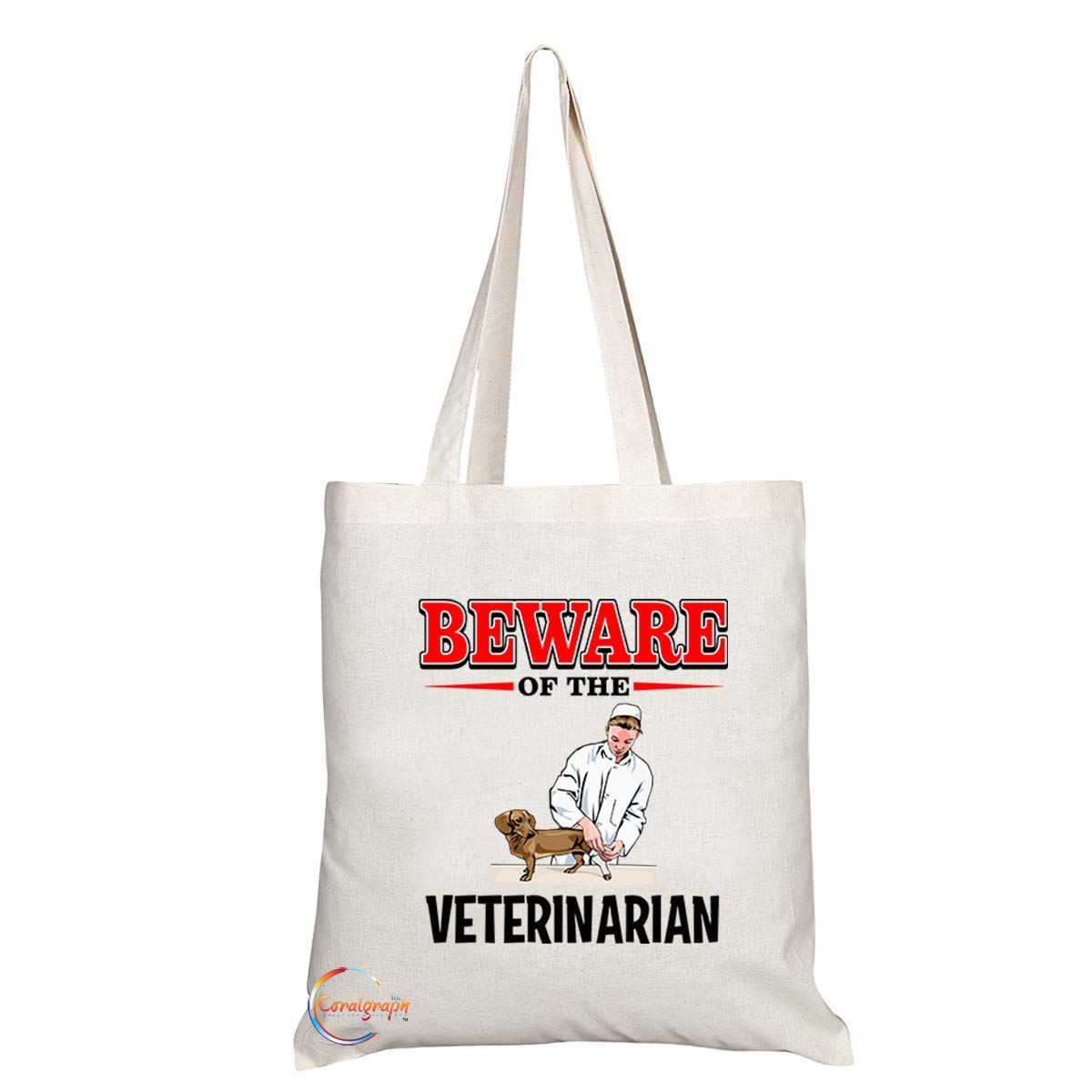 TB902 Beware of the Veterinarian Novelty Present Gift Printed Eco-Friendly Stylish Long Handled Tote Shoulder Bag