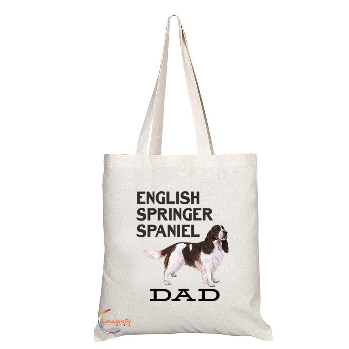 TB566 ENGLISH SPRINGER SPANIEL DAD Novelty Present Gift Printed Eco-Friendly Stylish Long Handled Tote Shoulder Bag
