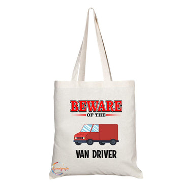 TB820 Beware of the Van Driver Novelty Present Gift Printed Eco-Friendly Stylish Long Handled Tote Shoulder Bag