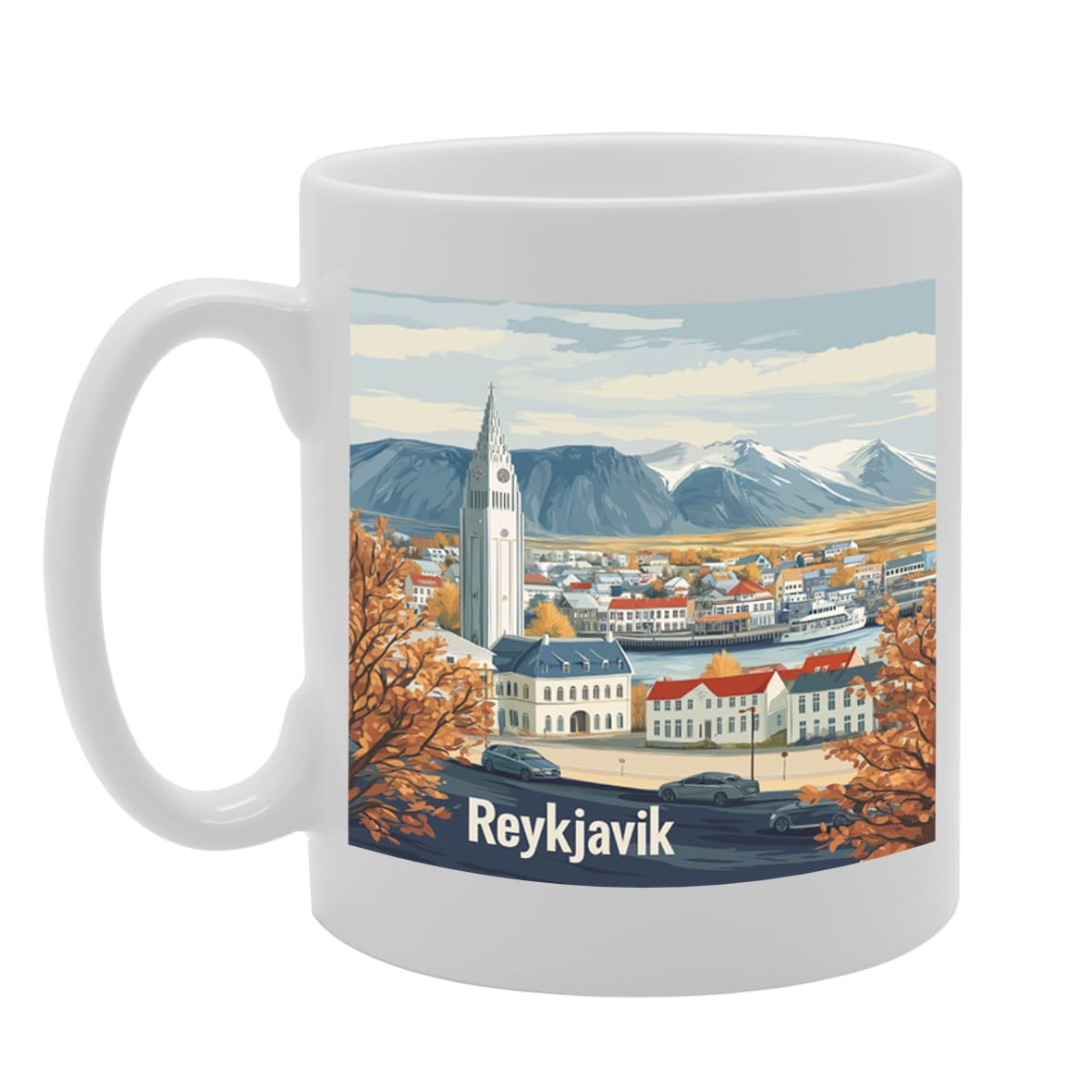 11Oz Dishwasher-Safe Ceramic  Featuring Popular Cities & Capitals From Europe And Around The World (Reykjavik) - Funny Printed Coffee Mug - Great Gift Idea