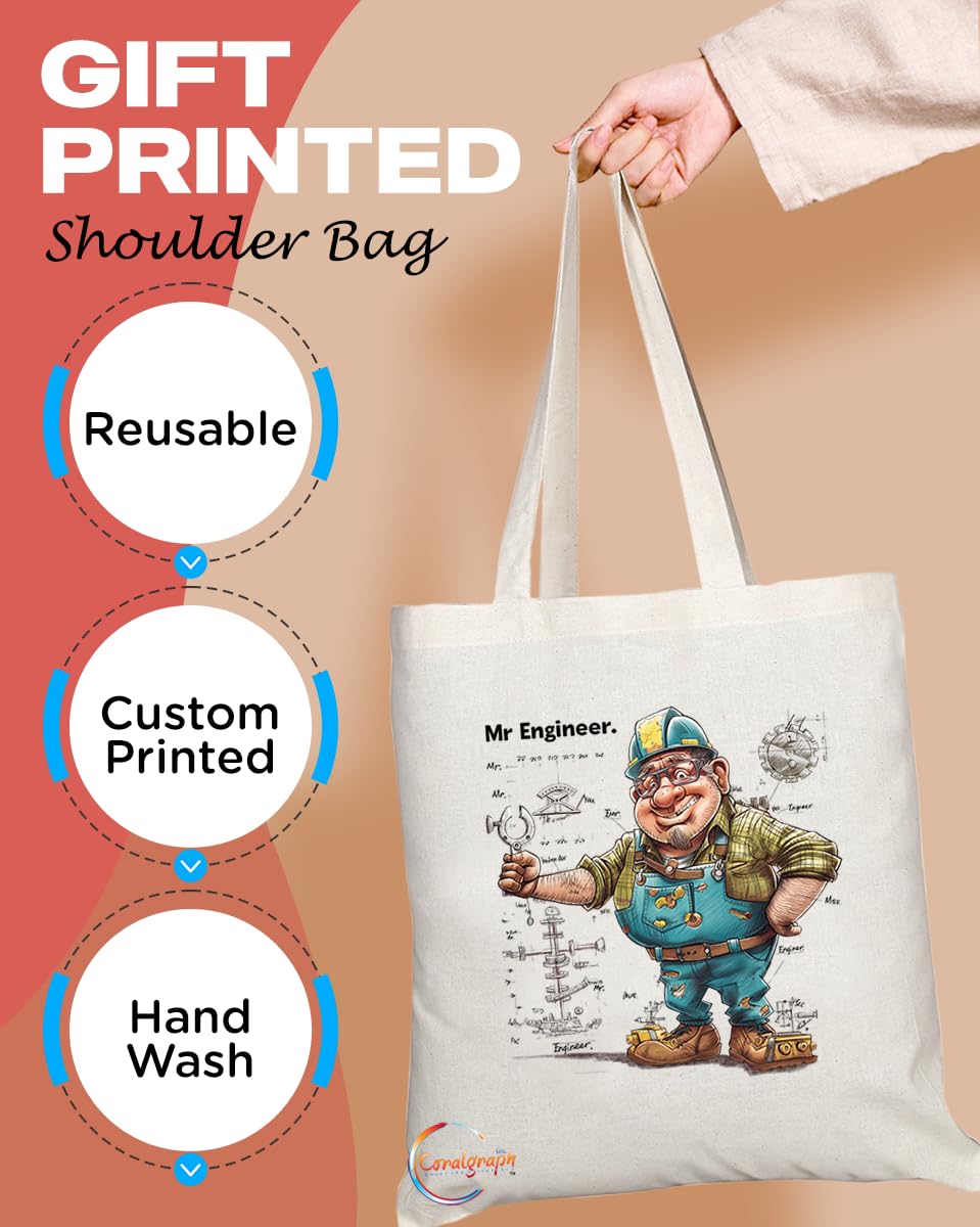 TB1841 Mr Engineer Tote Bag - Great Gift for Engineers, STEM Professionals, Tech Enthusiasts - Durable, Stylish, Eco-Friendly, Reusable, Spacious, and Lightweight