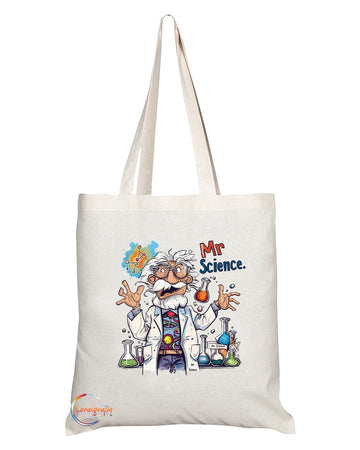 TB1819 Mr Science Tote Bag - Gift for Scientists, Science Teachers, Research Enthusiasts - Durable, Stylish, Eco-Friendly, Reusable, Spacious, and Lightweight