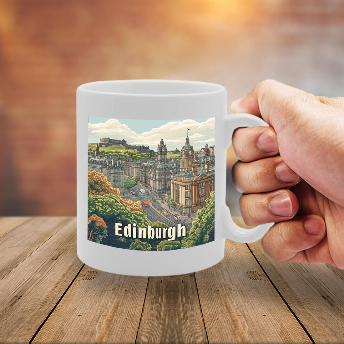 11Oz Dishwasher-Safe Ceramic  Featuring Popular Cities & Capitals From Europe And Around The World (Edinburgh) - Funny Printed Coffee Mug - Great Gift Idea