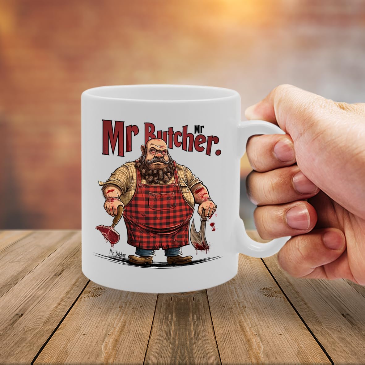 Mr Butcher  - Ideal For Butchers And Meat Enthusiasts, 11Oz Ceramic Coffee  For Culinary Professionals And Meat Lovers Mg5996 - Funny Printed Coffee Mug - Great Gift Idea