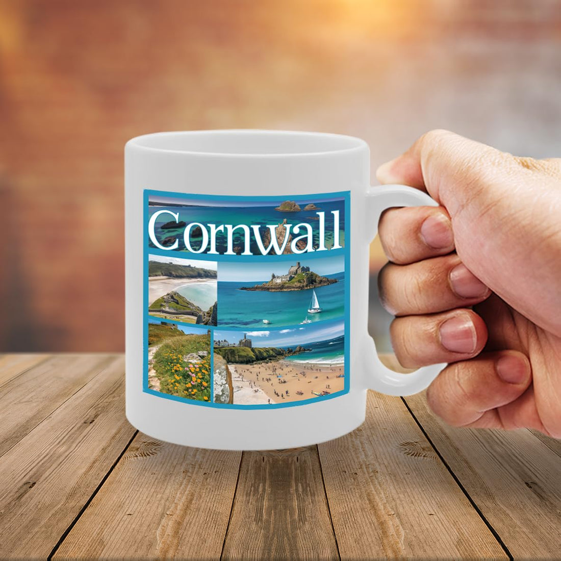 Printed Coffee Ceramic  Featuring Cities And Landmarks In United Kingdom (Cornwall) - Funny Printed Coffee Mug - Great Gift Idea