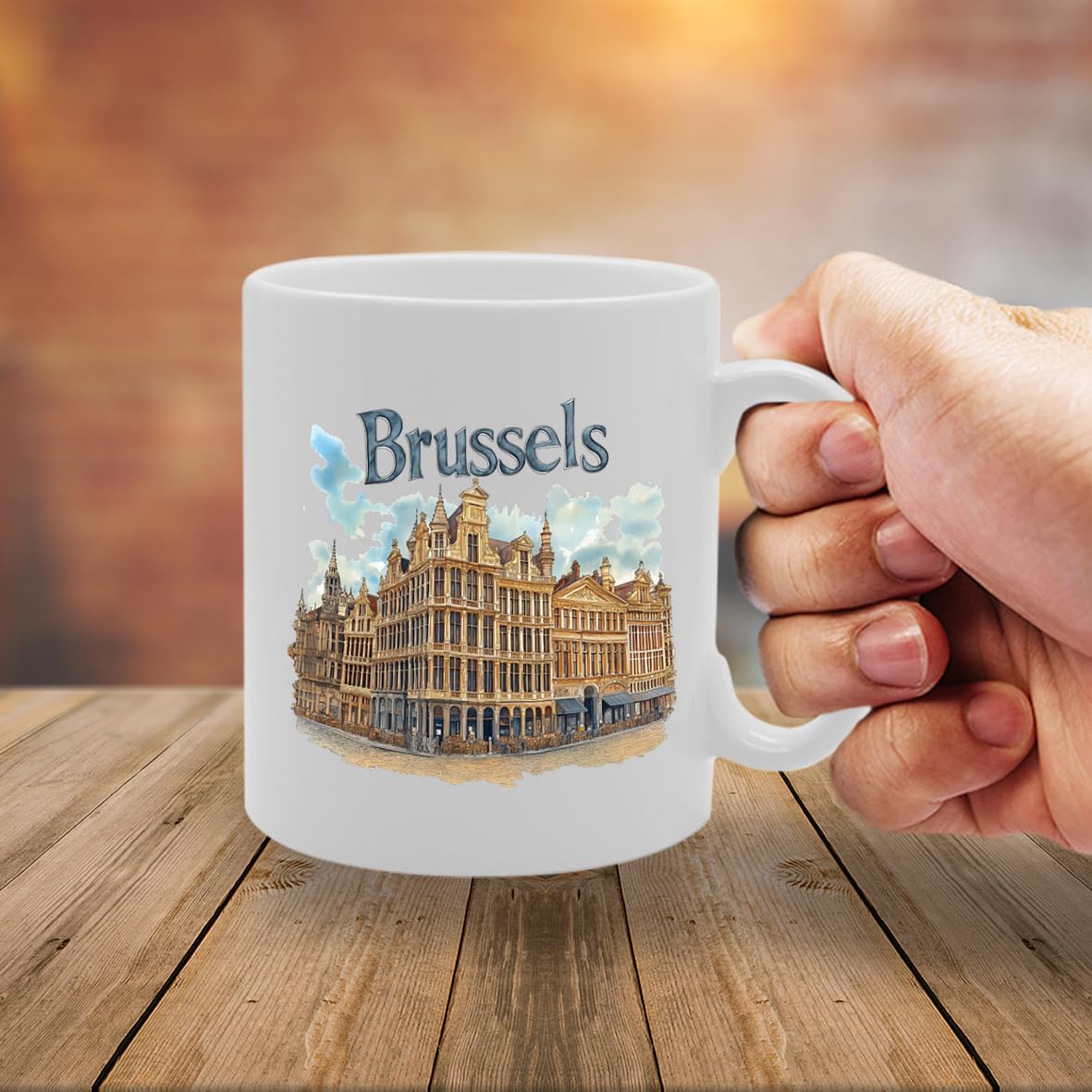 11Oz Dishwasher-Safe Ceramic  Featuring Popular Cities & Capitals From Europe And Around The World (Brussels) - Funny Printed Coffee Mug - Great Gift Idea