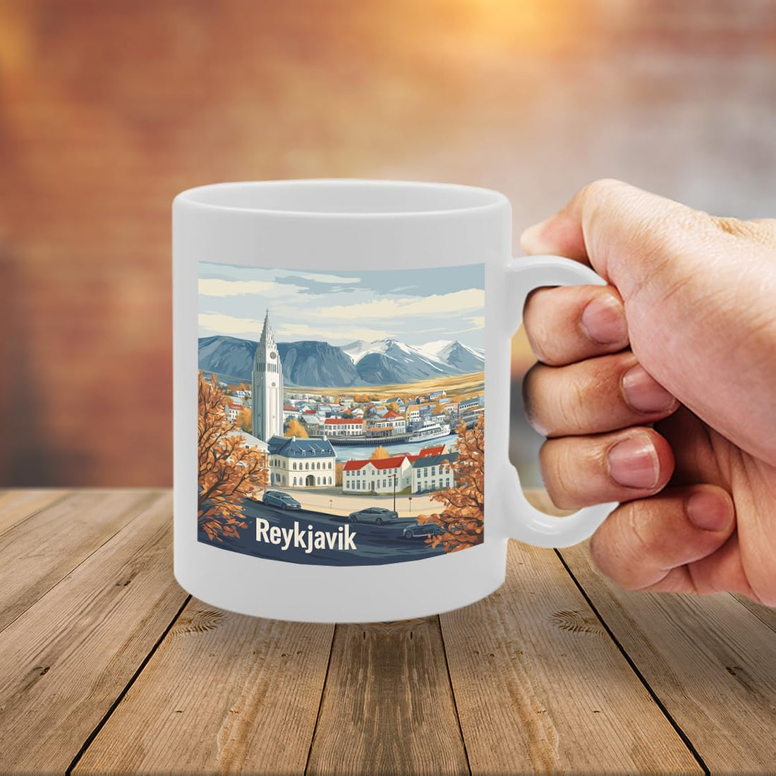 11Oz Dishwasher-Safe Ceramic  Featuring Popular Cities & Capitals From Europe And Around The World (Reykjavik) - Funny Printed Coffee Mug - Great Gift Idea
