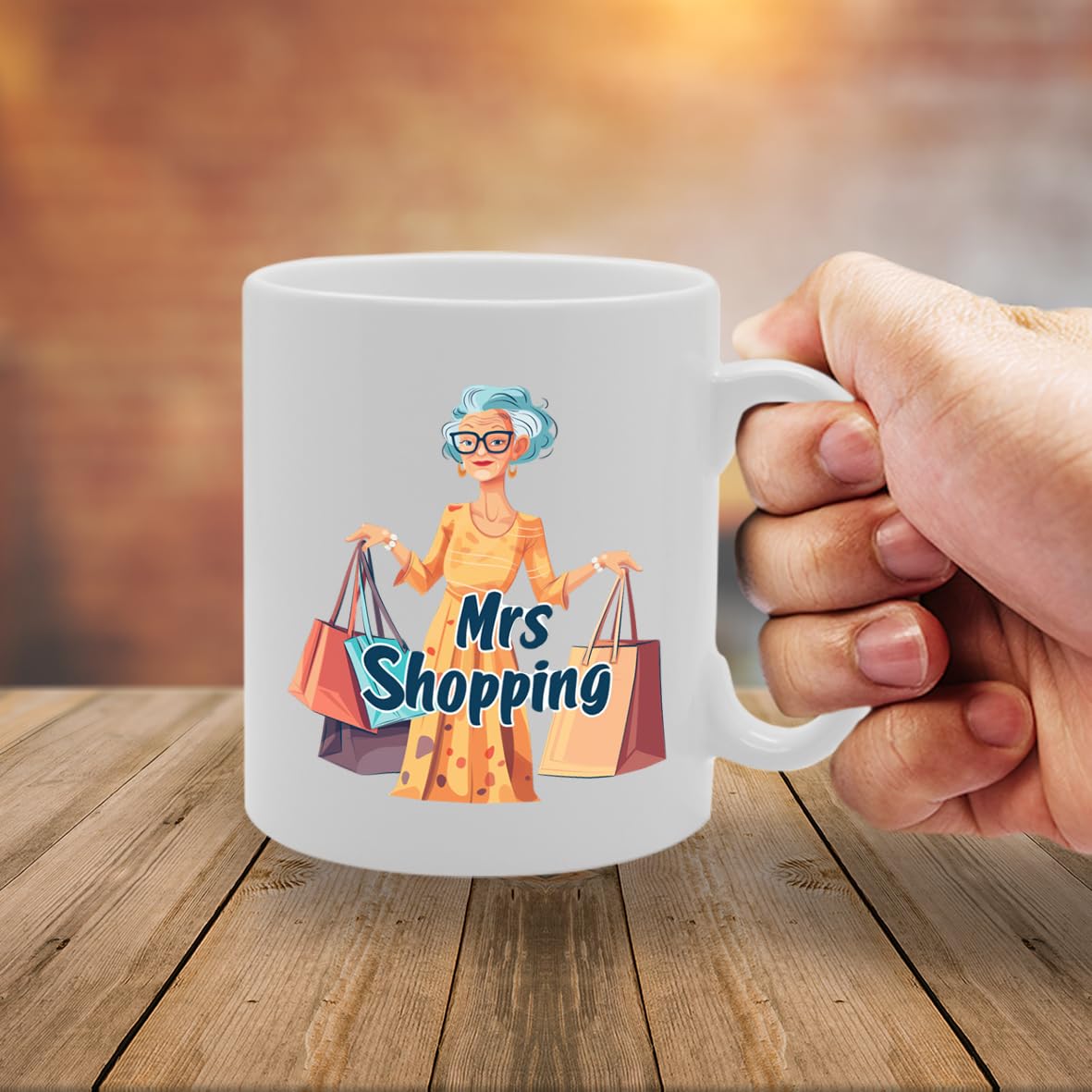 Mrs Shopping  - Ideal For Shopaholics And Retail Enthusiasts, 11Oz Ceramic Coffee  For Fashion Lovers And Bargain Hunters Mg5983 - Funny Printed Coffee Mug - Great Gift Idea