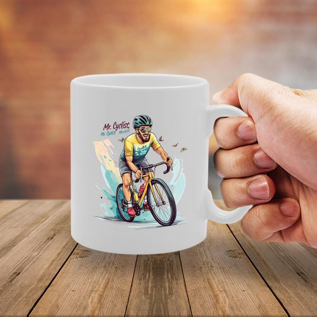 11Oz Ceramic  Featuring Popular Sports Designs From Around The World – Ideal For Sports Fans And Enthusiasts (Cyclist Mg6552 ) - Funny Printed Coffee Mug - Great Gift Idea