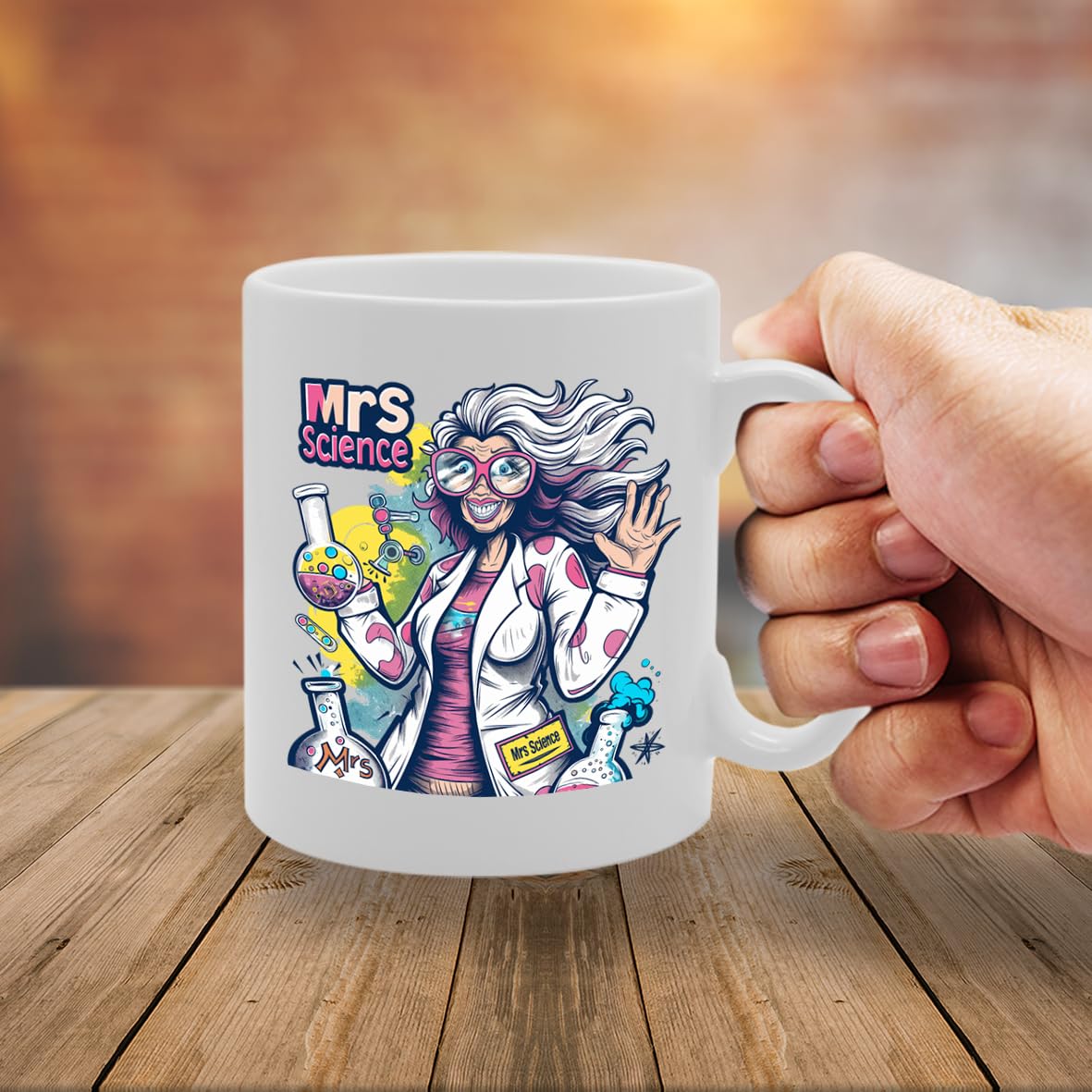 Mrs Science  - Designed For Female Scientists, Science Teachers, Research Enthusiasts, Durable Ceramic, Dishwasher Safe, Perfect For Celebrating Science And Education Mg6021 - Funny Printed Coffee Mug - Great Gift Idea