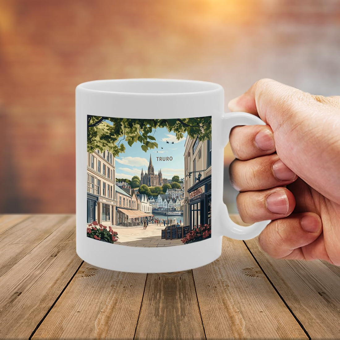 Printed Coffee Ceramic  Featuring Cities And Landmarks In United Kingdom (Truro) - Funny Printed Coffee Mug - Great Gift Idea