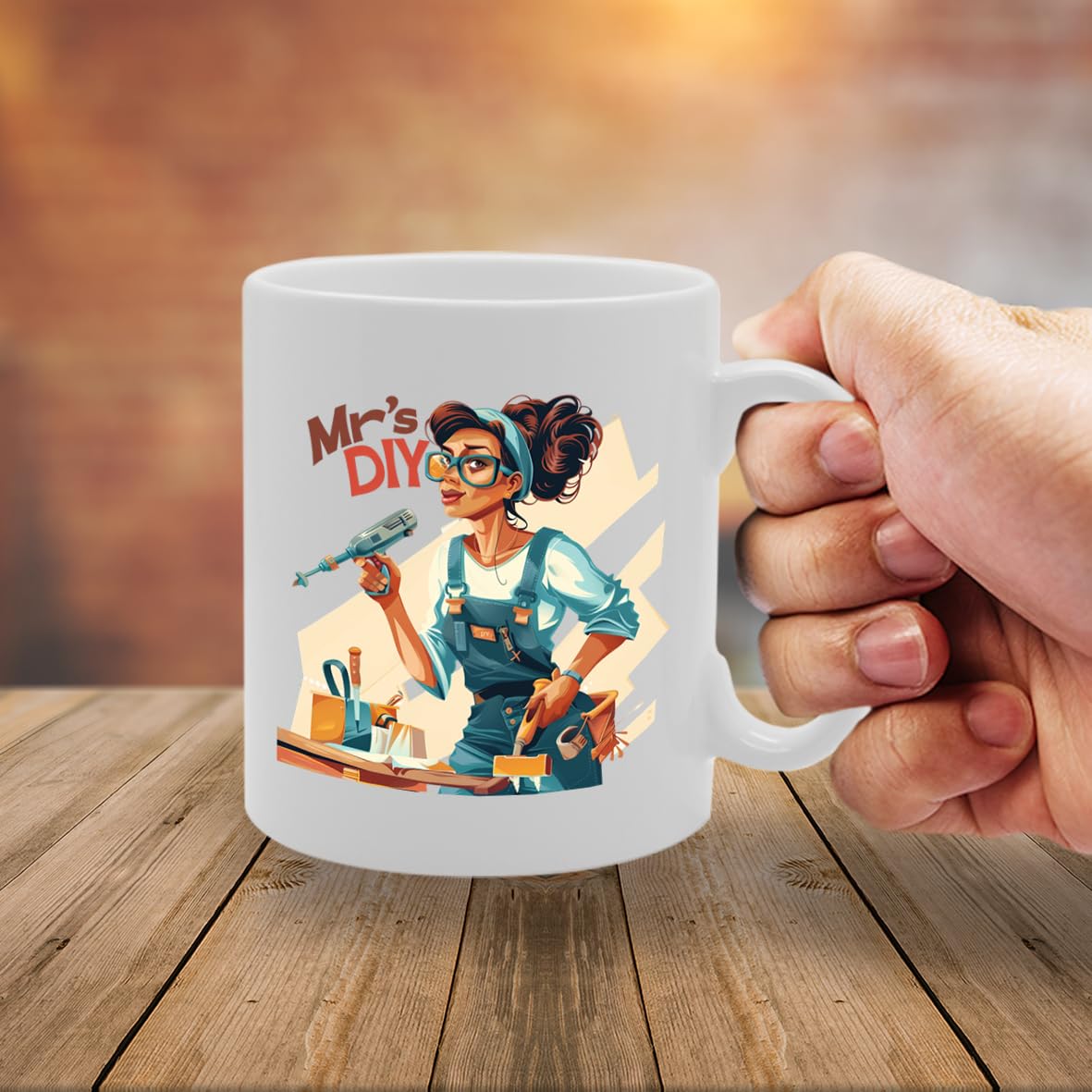 Mrs Diy  - Ideal For Diy Enthusiasts And Handywomen, 11Oz Ceramic Coffee  For Home Improvement Lovers And Tool Aficionados Mg5979 - Funny Printed Coffee Mug - Great Gift Idea