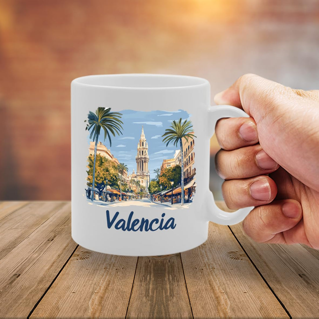 11Oz Dishwasher-Safe Ceramic  Featuring Popular Cities & Capitals From Europe And Around The World (Valencia) - Funny Printed Coffee Mug - Great Gift Idea