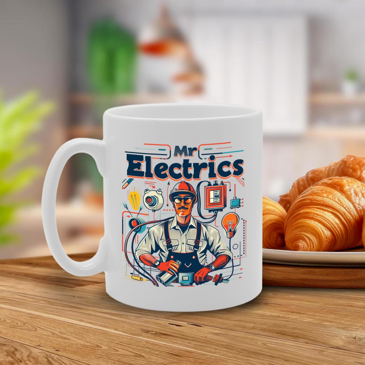 Mr Electrics  - Ideal For Electricians And Electrical Enthusiasts, Unique Electrical Handle Design, 11Oz Ceramic Coffee  For Professionals And Hobbyists Mg5907 - Funny Printed Coffee Mug - Great Gift Idea