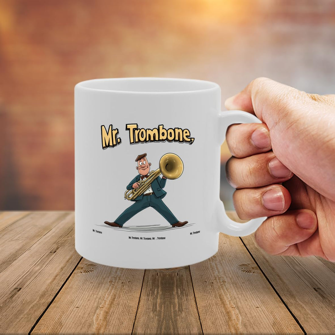 11Oz Ceramic  Featuring Trombone Mg6580 – For Trombone Players And Music Lovers - Funny Printed Coffee Mug - Great Gift Idea