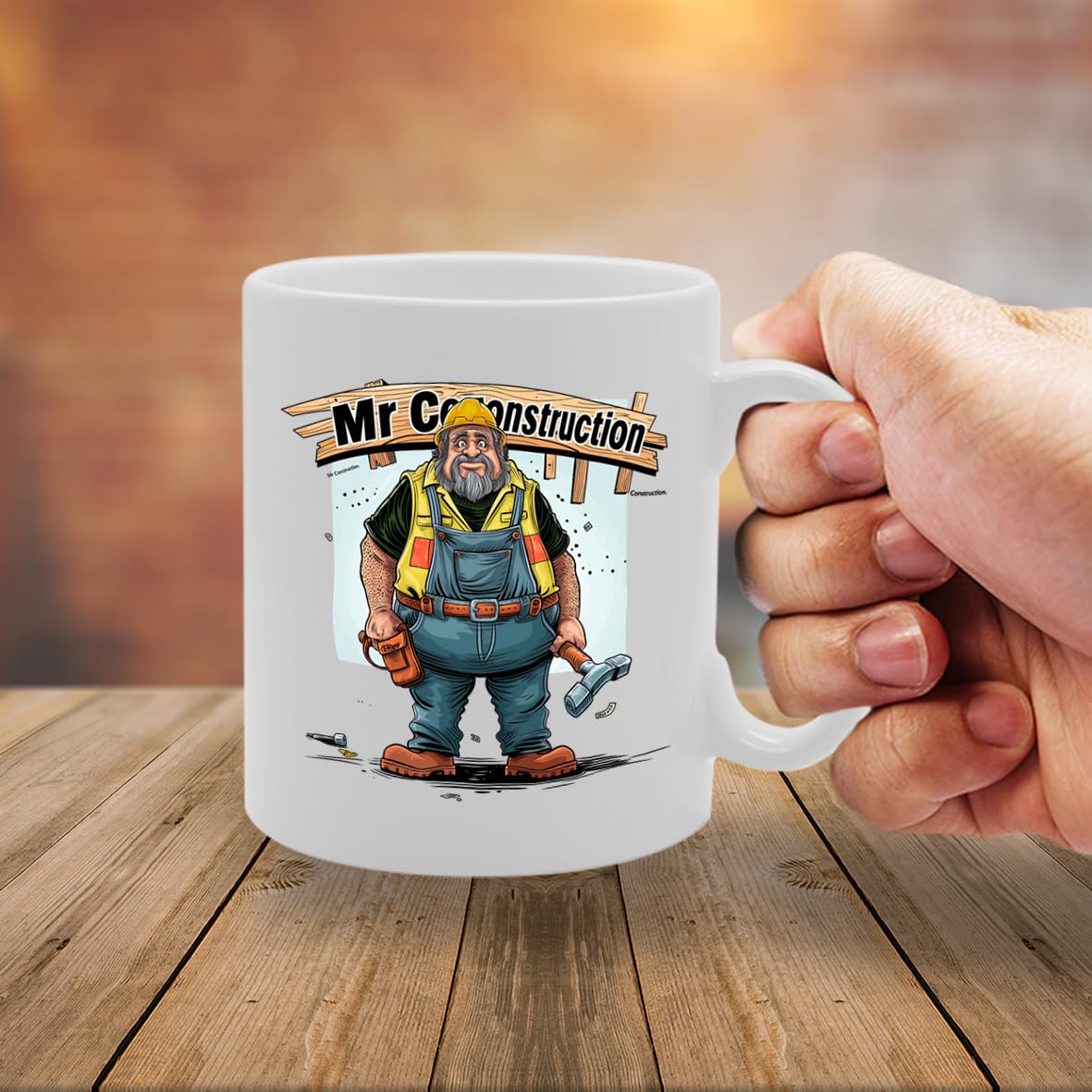 Mr Construction  - Ideal For Construction Workers And Building Professionals, 11Oz Ceramic Coffee  For Builders And Tradesmen Mg5995 - Funny Printed Coffee Mug - Great Gift Idea