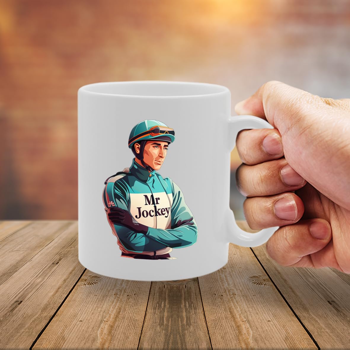 Mr Jockey  - Ideal For Jockeys And Horse Racing Enthusiasts, 11Oz Ceramic Coffee  For Equestrian Sports Lovers Mg5971 - Funny Printed Coffee Mug - Great Gift Idea